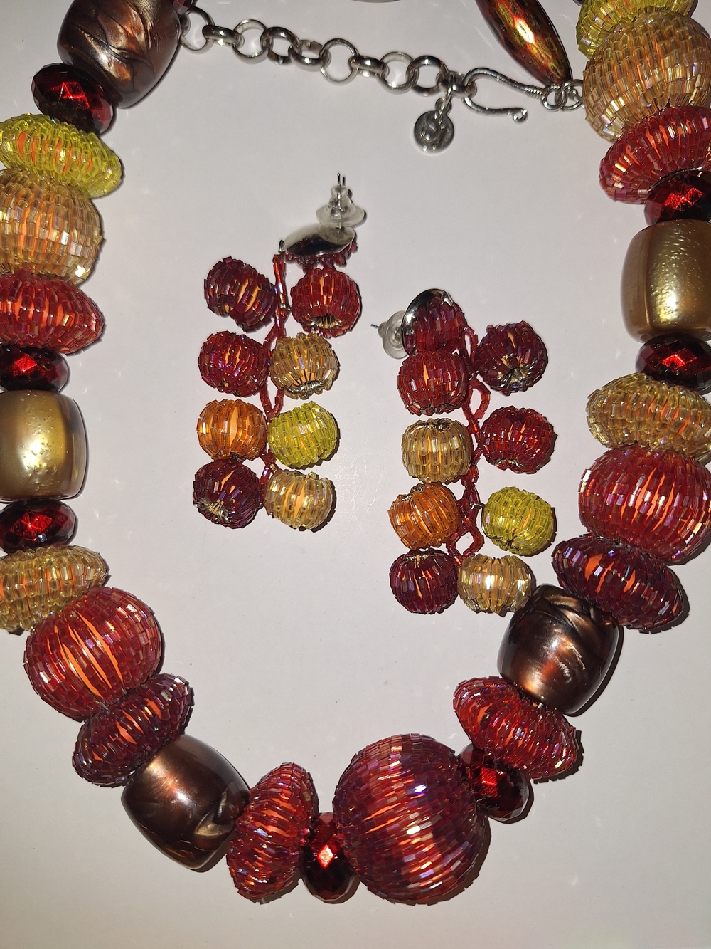 Beaded Multi-Color Statement Necklace & Earrings Set By Sassy Jones